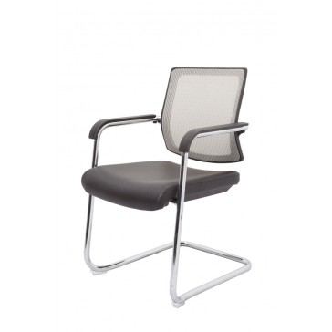 Cantilever Visitors Mesh Office Chair - Chrome Frame - Silver
