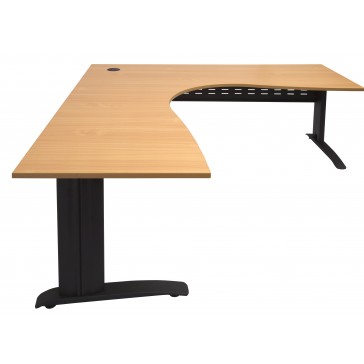Rapid Span Corner Workstation Beech with black metal legs