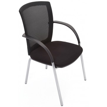 Lux 4 Leg Chrome Visitors Mesh Chair - Armrests
